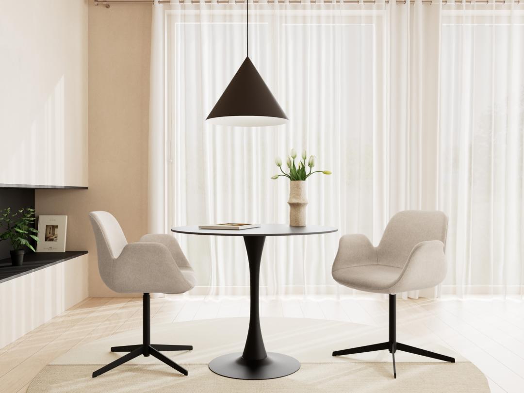 Sedia da pranzo con braccioli Beth base a razze-2