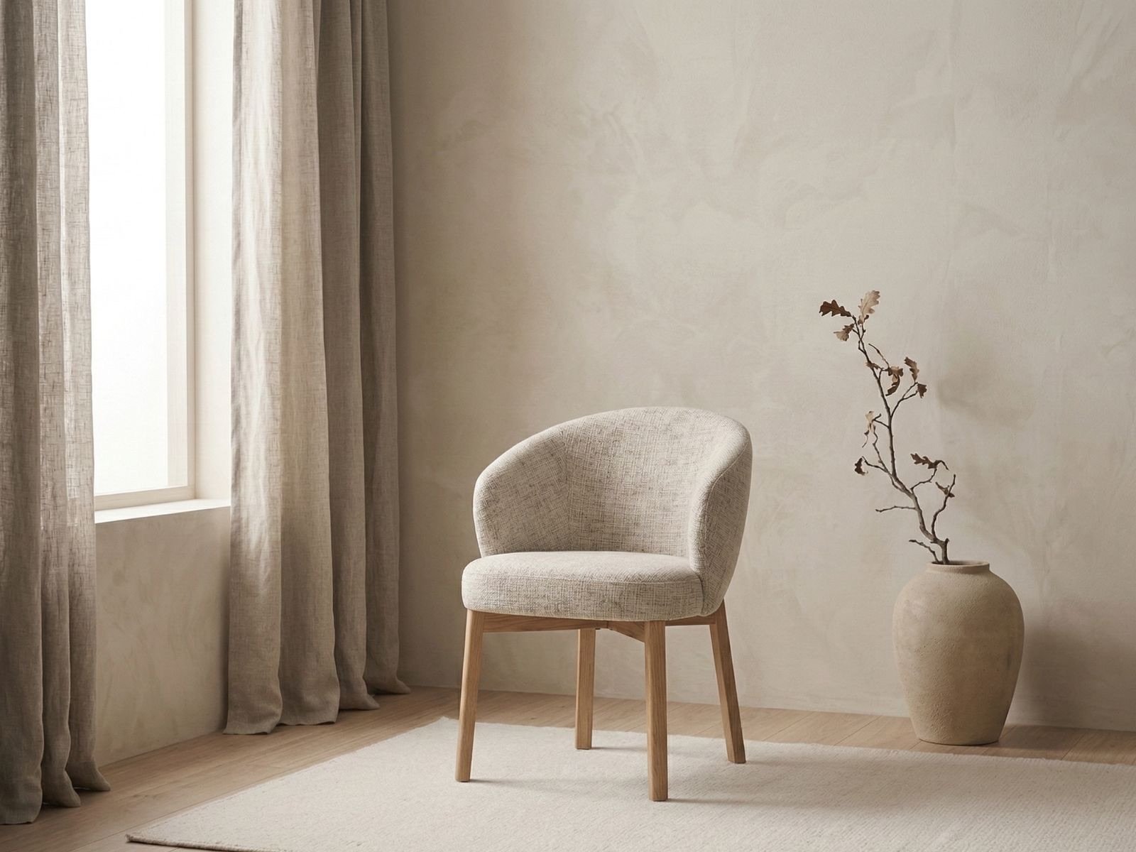 Sedia da pranzo con bracciolo Darlene gambe in legno-4