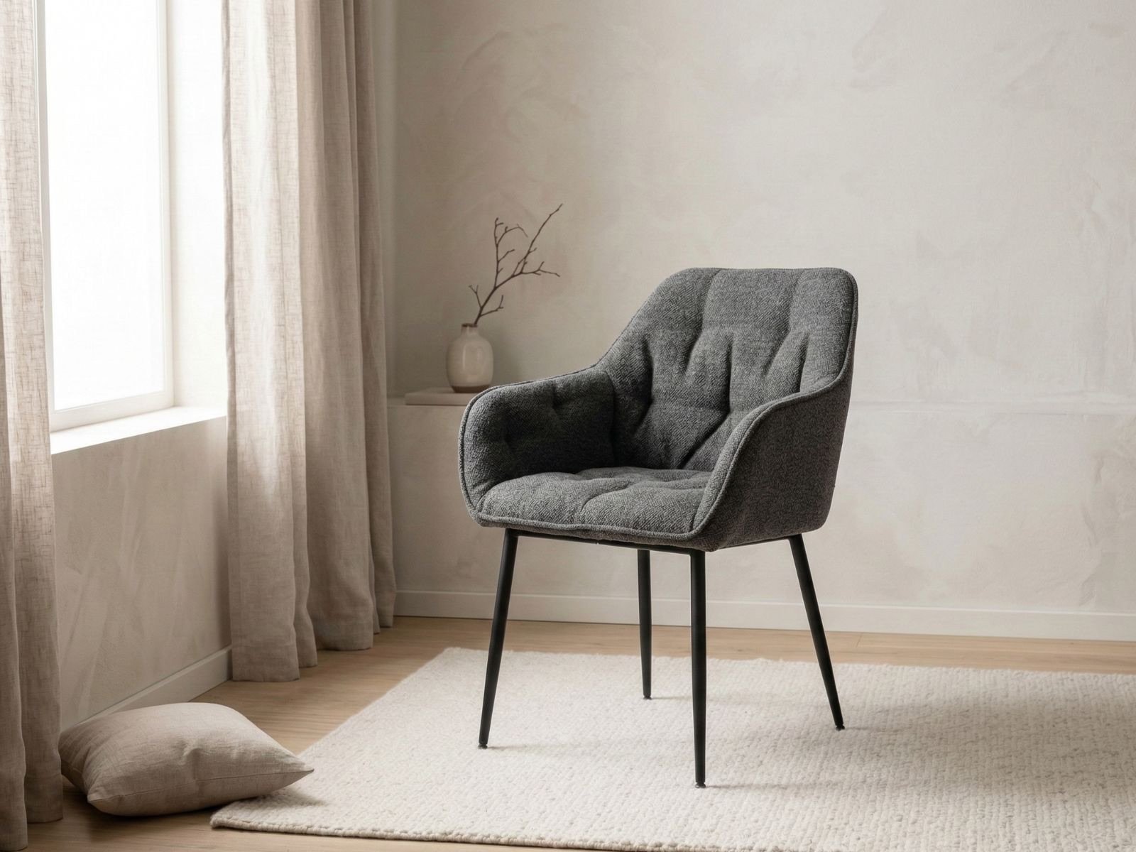 Sedia da pranzo con bracciolo Brooke-4