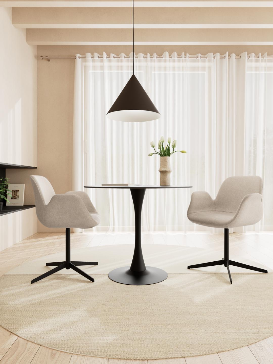 Sedia da pranzo con braccioli Beth base a razze-5